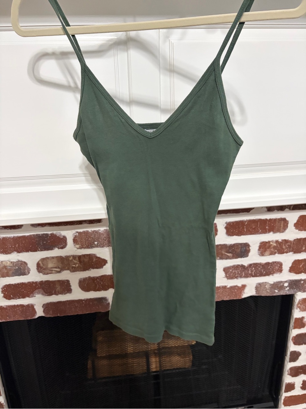 Vintage Michael Stars The Original Tee Ribbed V Neck Cami Tank Green